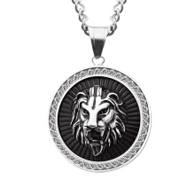 Stainless Steel 39mm Fashion Punk  Lion Shaped Crystal Pendent Necklace Men